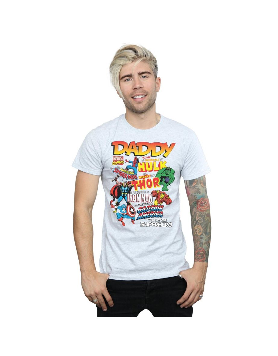 Marvel Mens Our Dad Superhero T-Shirt - Sports Grey