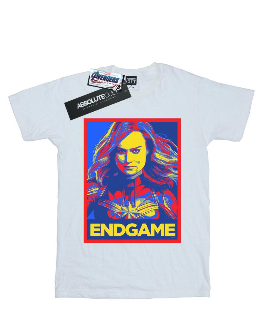 Marvel Boys Avengers Endgame Captain Marvel Poster T-Shirt - White - 1