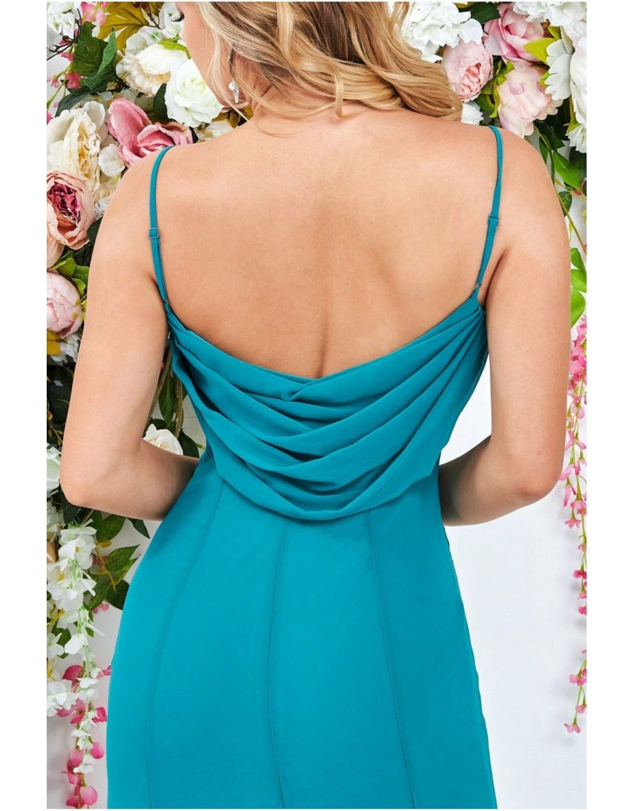Goddiva Cowl Back Spaghetti Strap Maxi Dress - Sapphire - 2