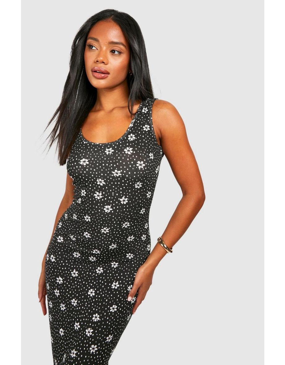 Daisy Print Maxi Dress - black - 3