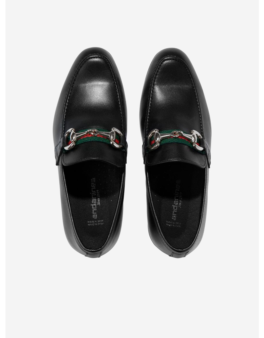 Andanines Boys Leather Loafers in Black - 3