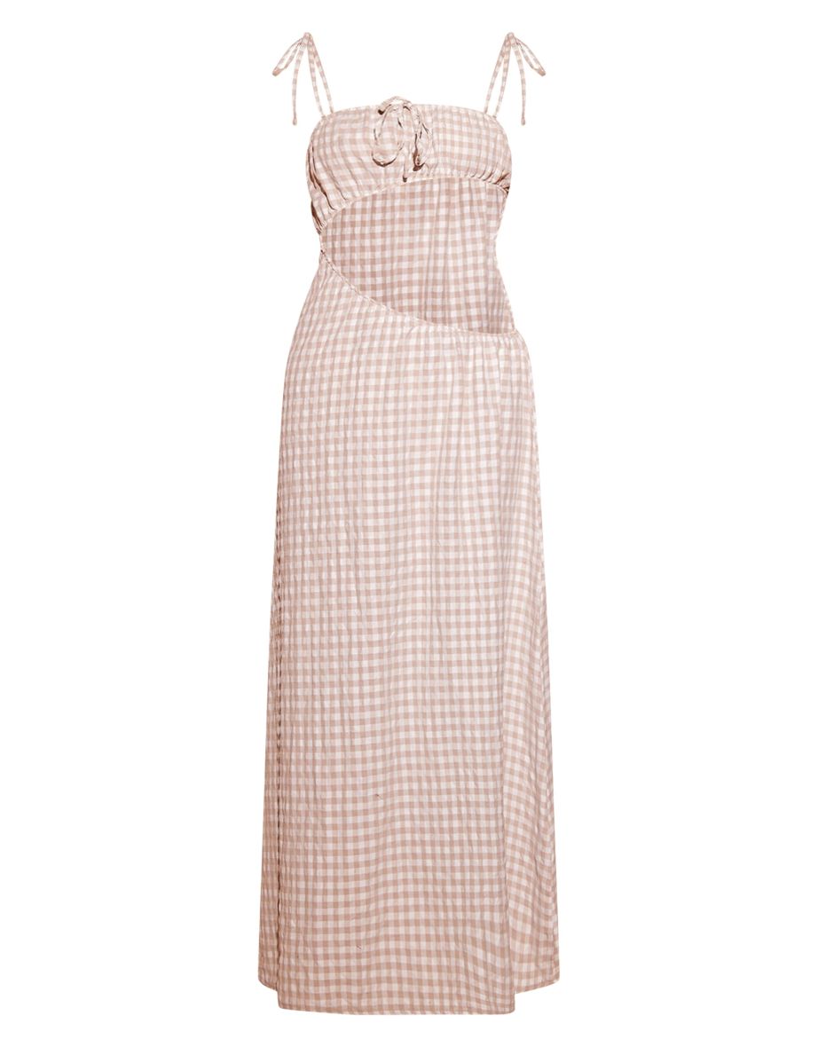 Stone Gingham Cut Out Maxi Dress - 4