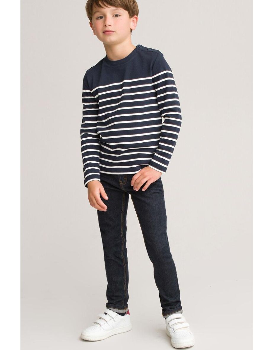 Striped Organic Cotton Jumper/Sweater in Fine Knit
