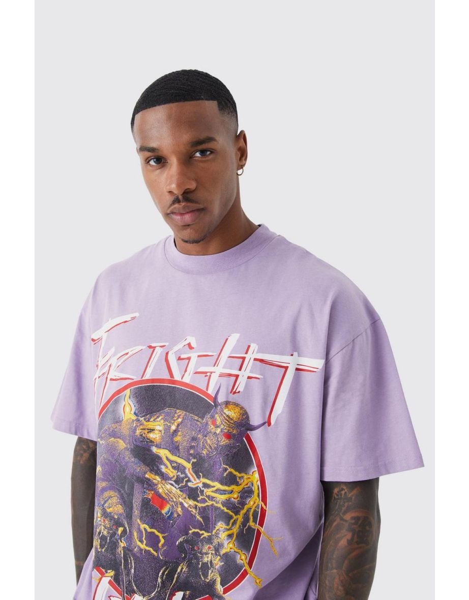 Oversized Fright Club Graphic T-shirt - lilac - 2