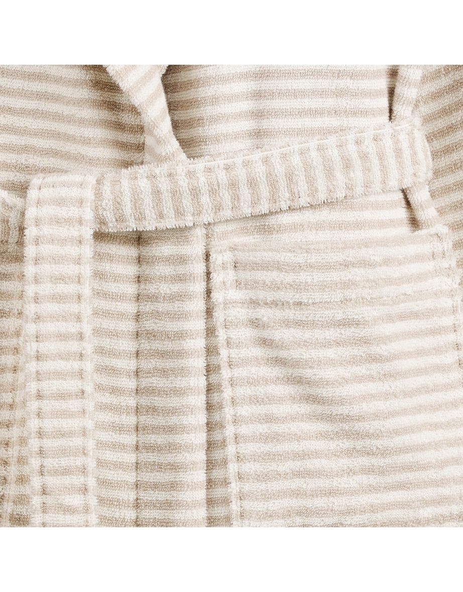 Malo Striped Hooded 100% Cotton Terry Bathrobe - 3