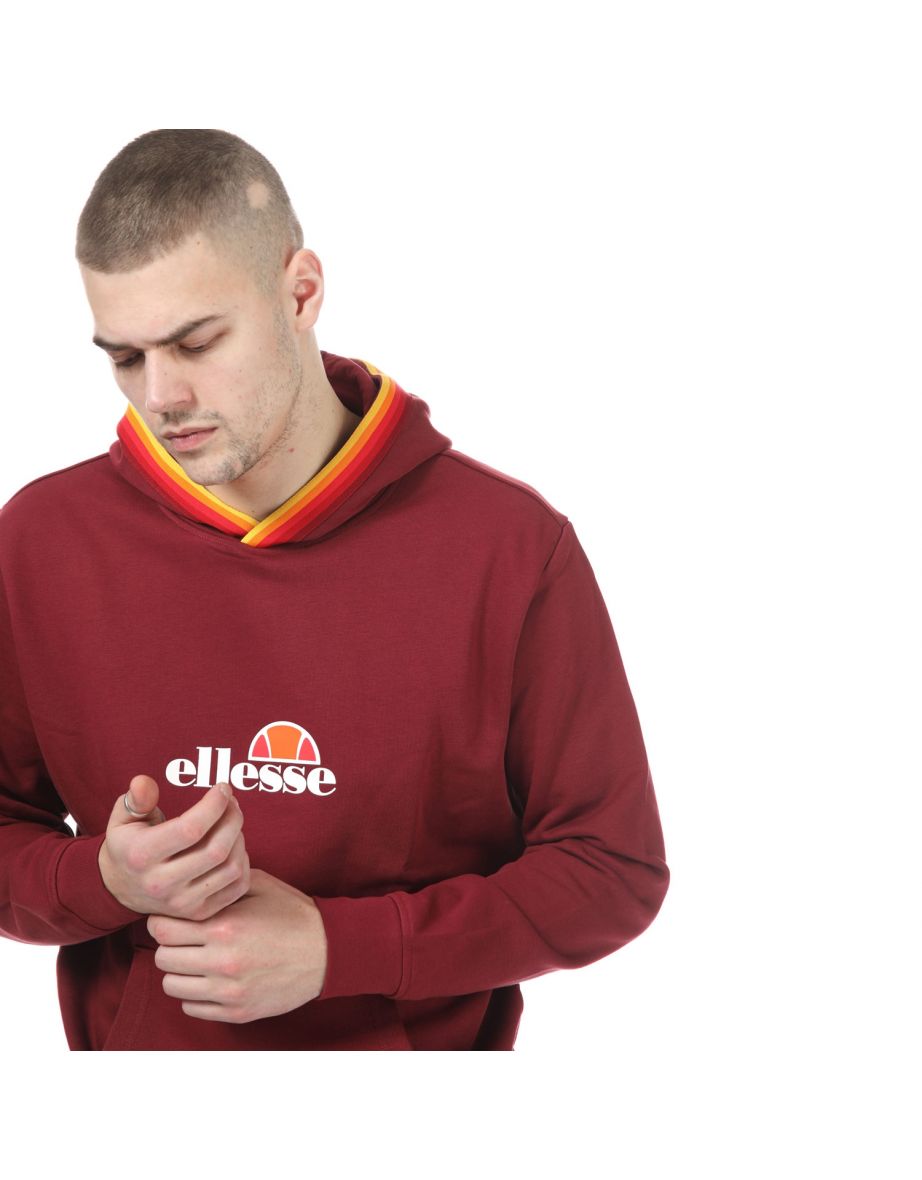 Men's Ellesse Rainbow Hoody in Red - 5
