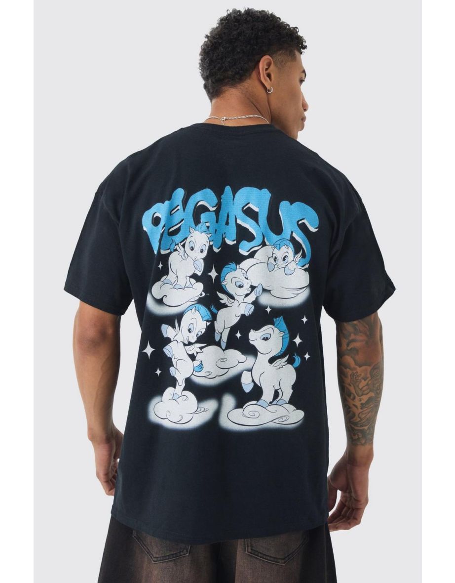 Oversized Disney Hercules License Print T-shirt - black