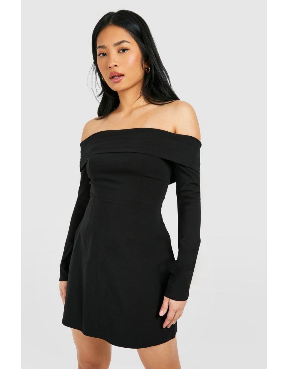 Shop Petite Bardot Structured Tailored Mini Dress black Online in Oman VogaCloset