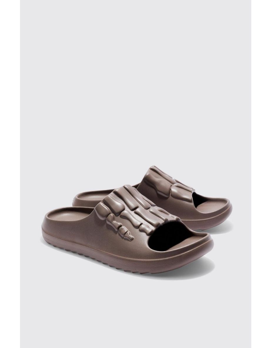 Perforated Skeleton Moulded Slider - brown