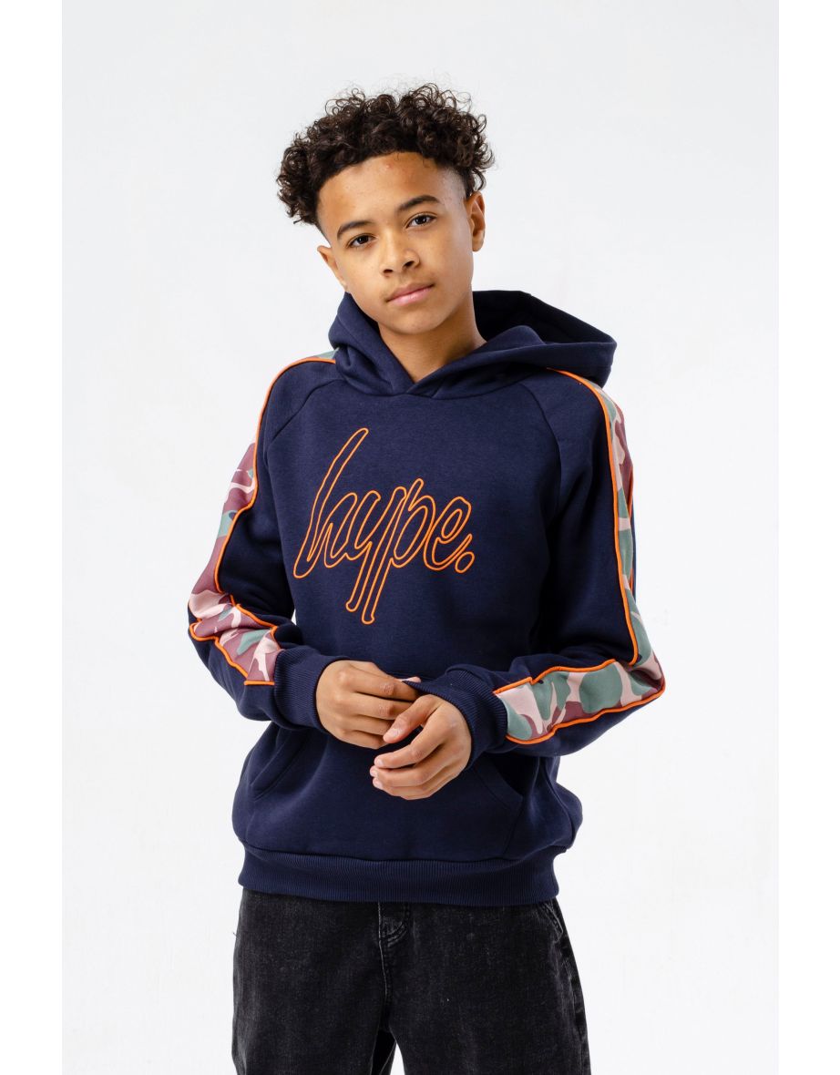 Shop HYPE BOYS NAVY SPRING CAMO SCRIPT HOODIE Online in Bahrain VogaCloset