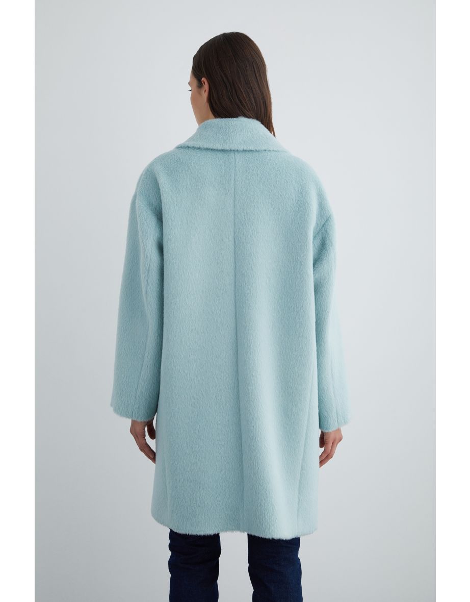 Long Mint Green Coat with Under-Pocket Detail - 3