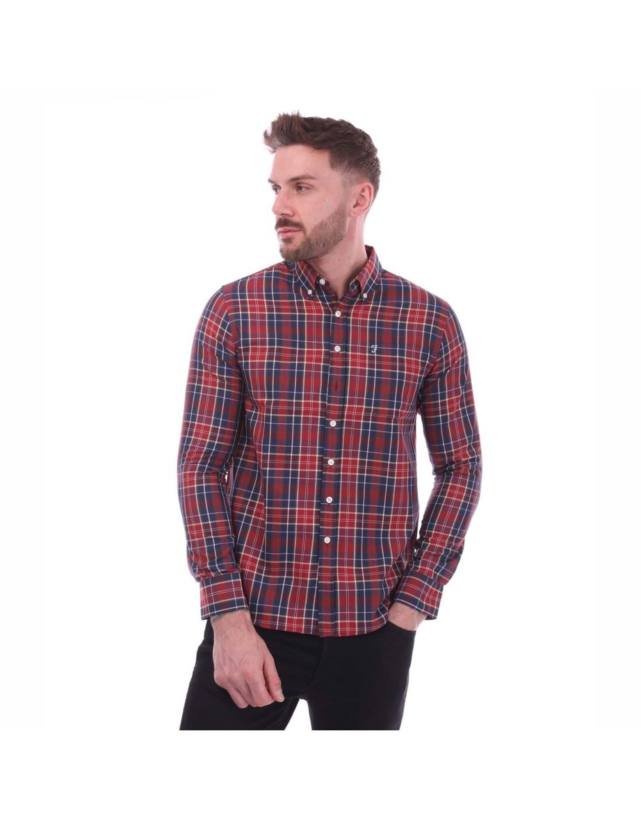 Men's Farah Edina Check Oxford Shirt in Red