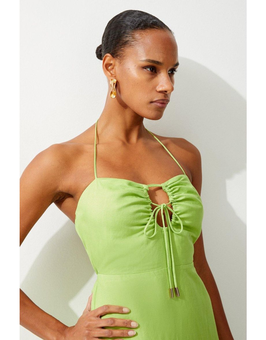 Viscose Linen Woven Maxi Beach Dress - 4