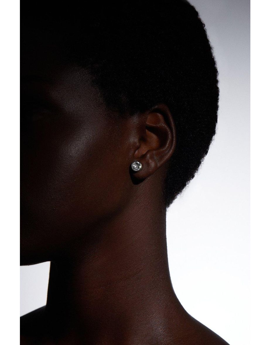 Shop Silver Hand Set European Crystal Solitaire Stud Earrings Online in Iraq VogaCloset