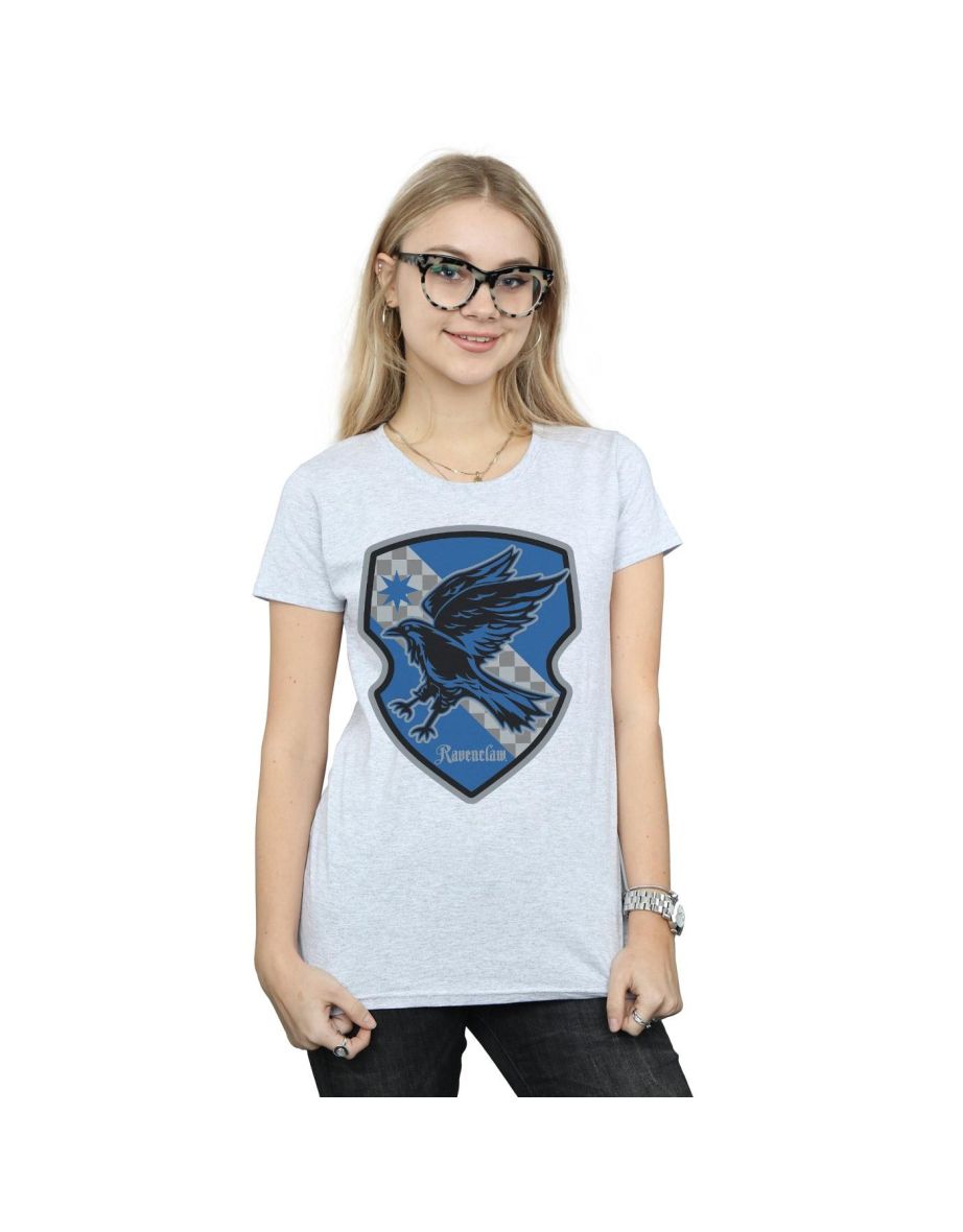 Harry Potter Womens/Ladies Ravenclaw Crest Flat Cotton T-Shirt - Sports Grey