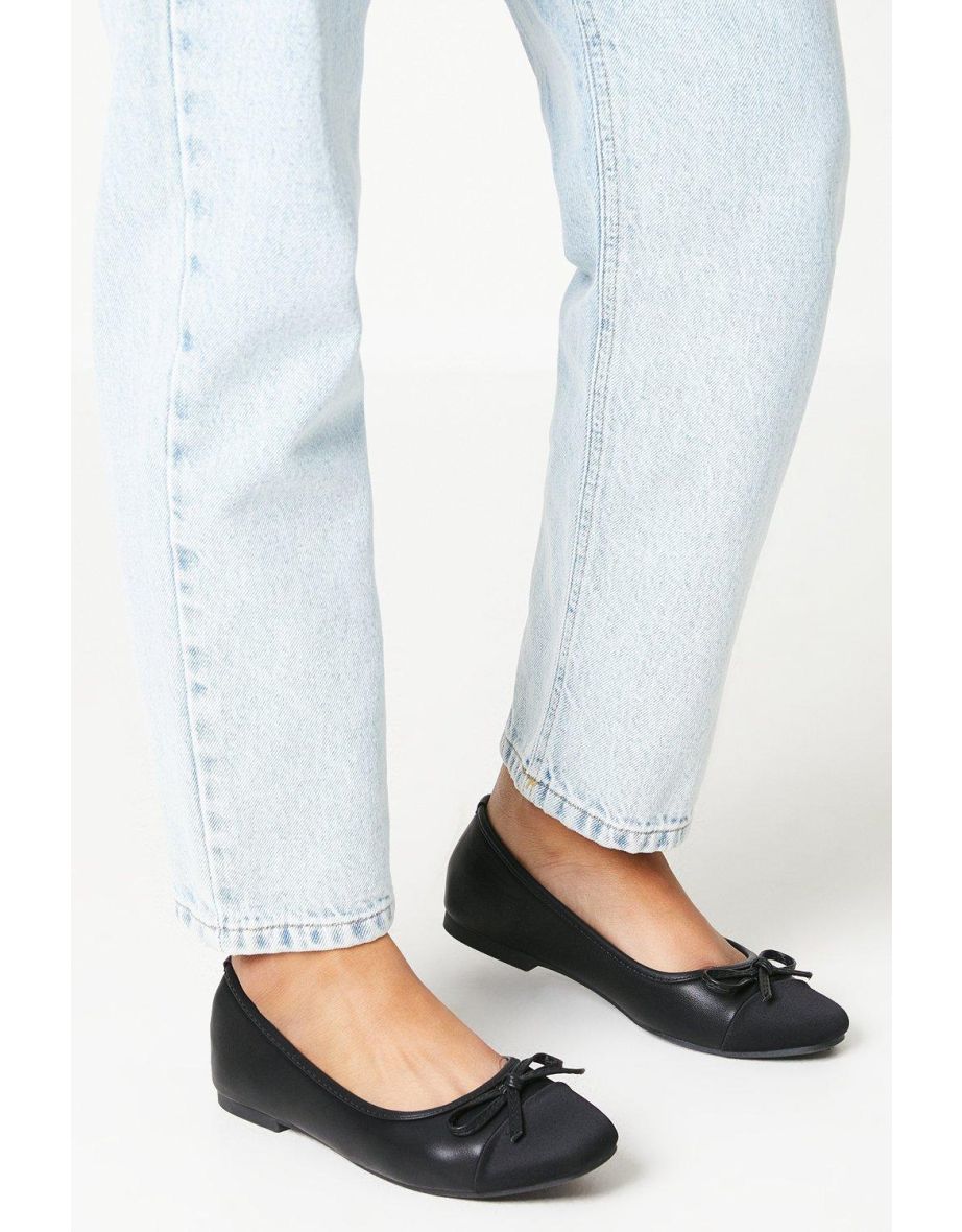 Lindsay Satin Toecap Bow Ballerinas