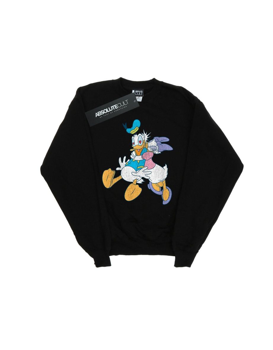 Disney Mens Donald And Daisy Duck Kiss Sweatshirt - Black - 1