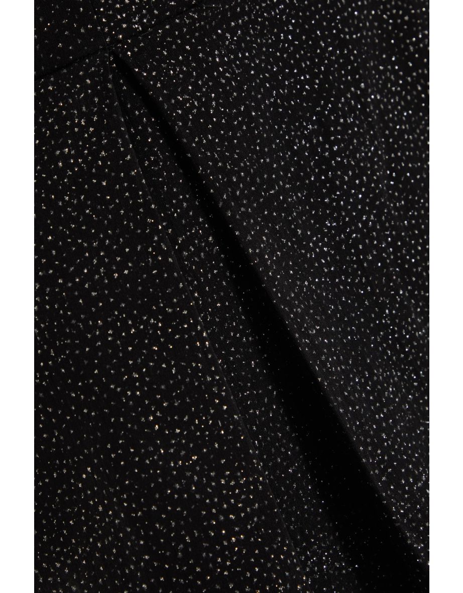Black Glitter Strapless Peplum Top - 5