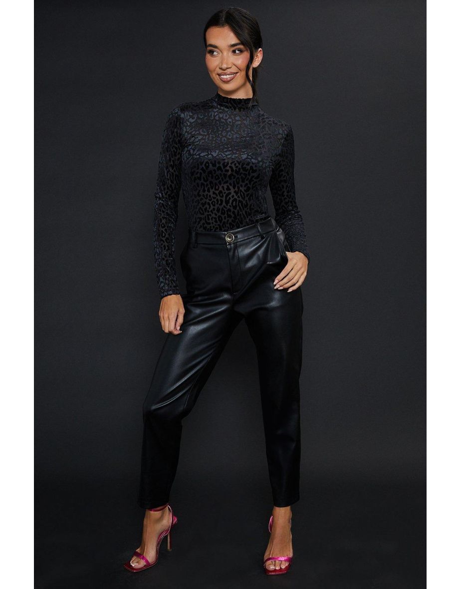 Leopard Velvet Burnout Long Sleeve Top
