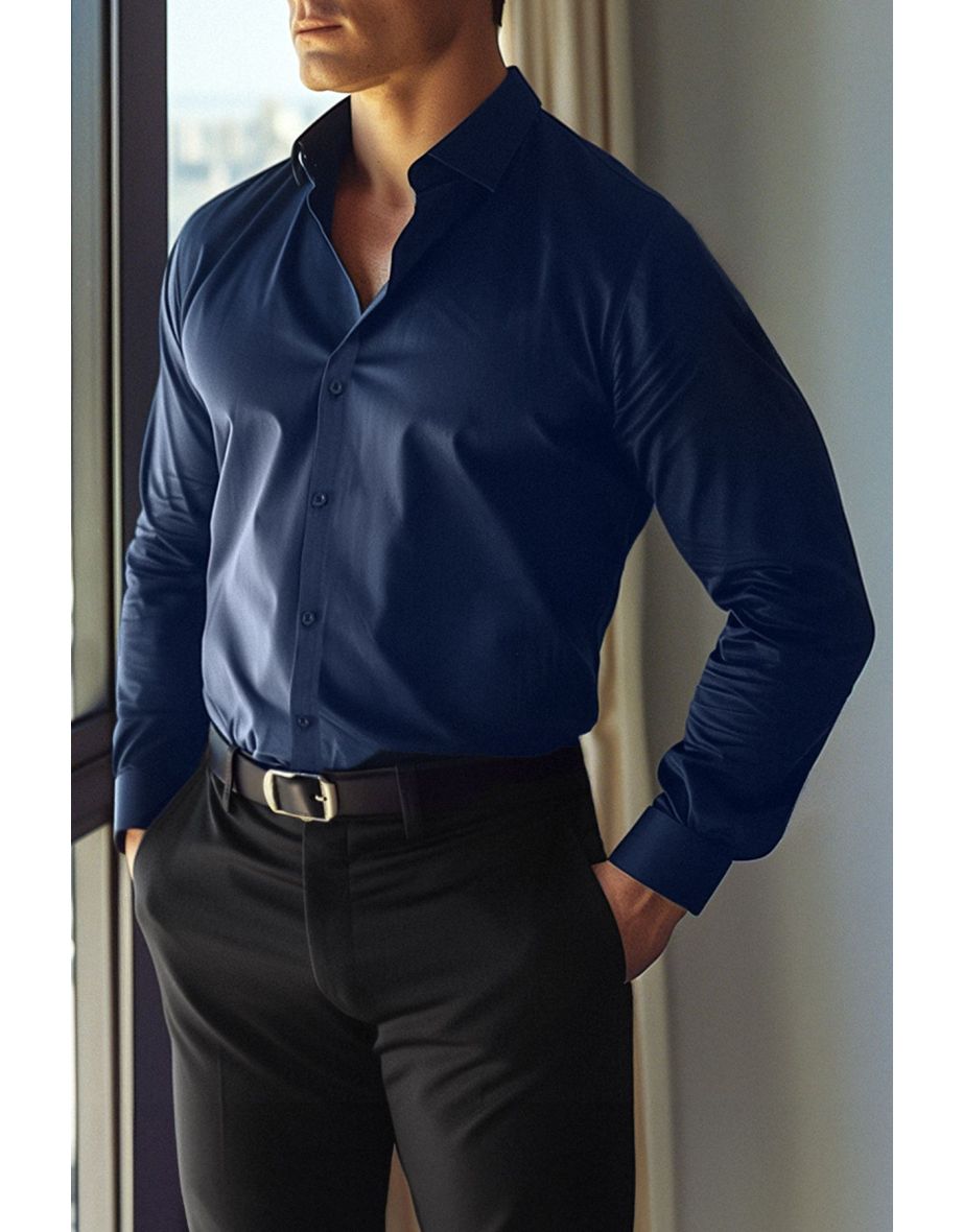 Navy Blue Men's slim fit smart shirt Shirt