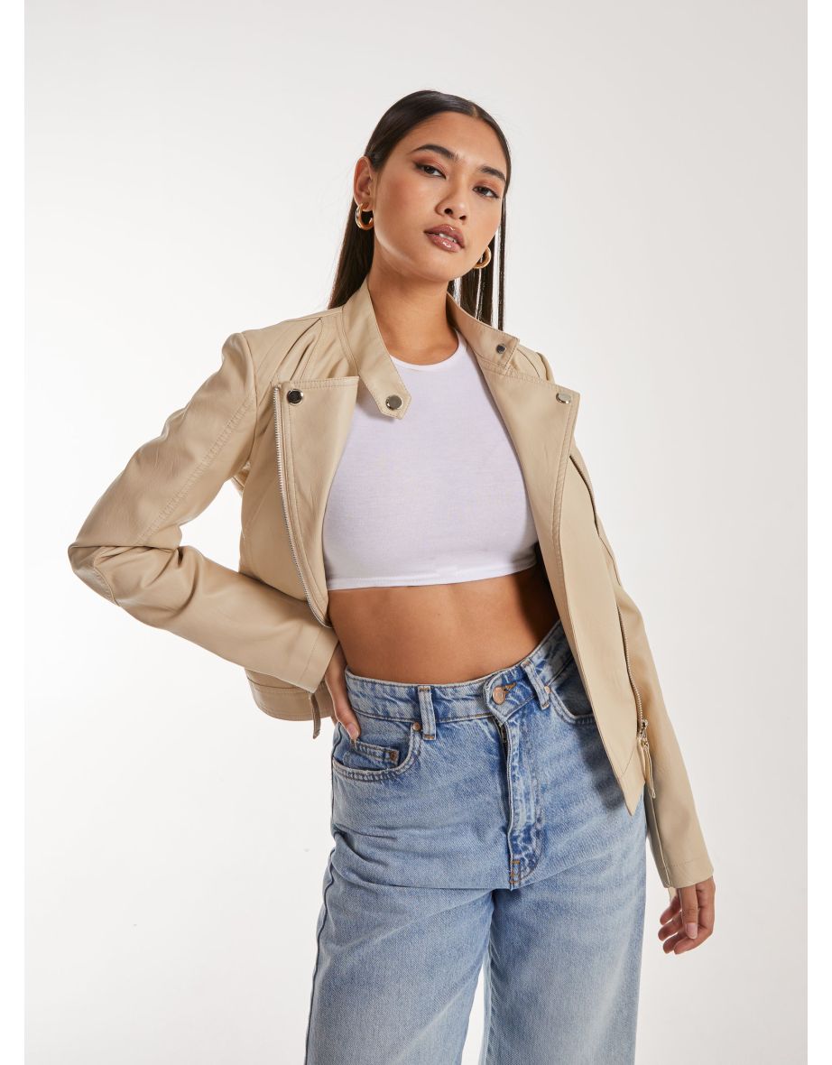 Faux PU Leather Biker Jacket