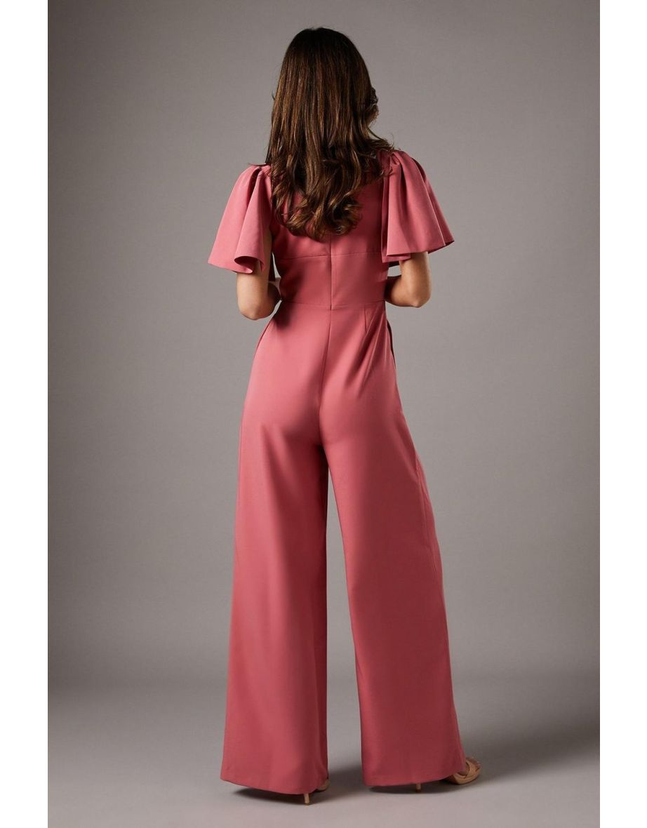 Flutter Sleeve Plunge Jumpsuit - 3