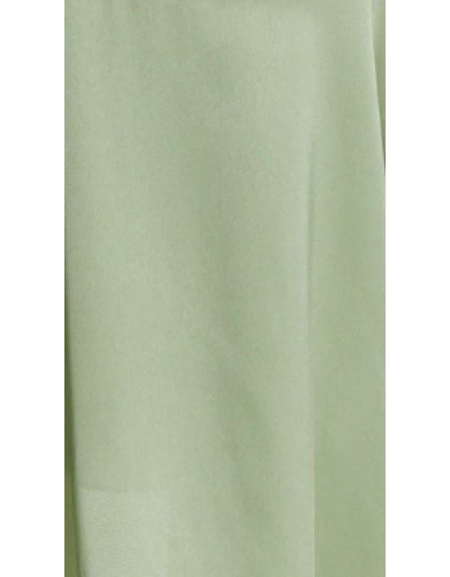 Women's Midi Wrap Dress in Sage Green with Short Puff Sleeves . - 11