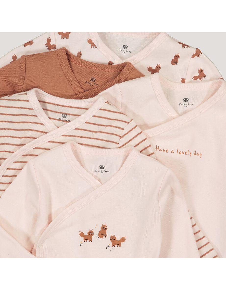 Pack of 5 Newborn Bodysuits in Cotton with Long Sleeves - 1