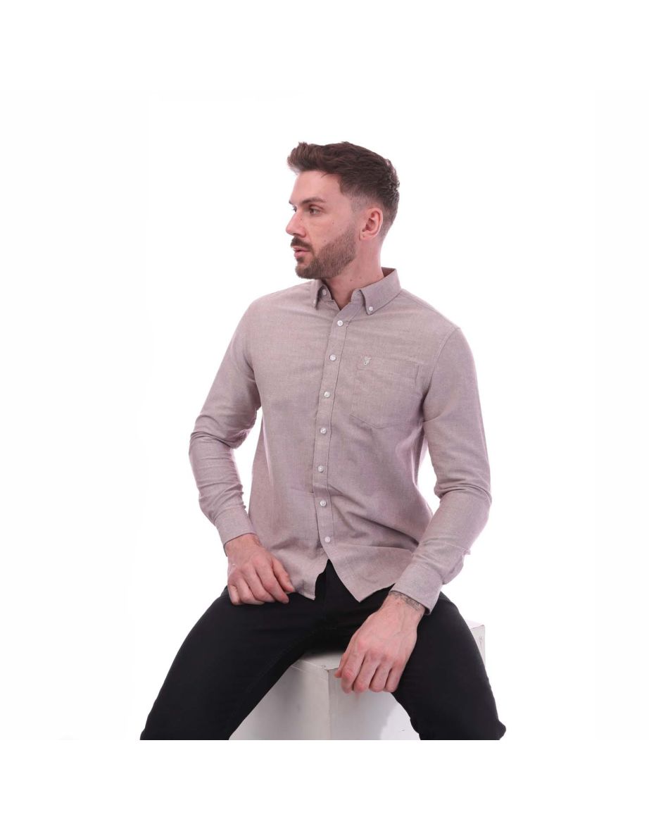 Men's Farah Drayton Modern Fit Oxford Shirt in Red - 4