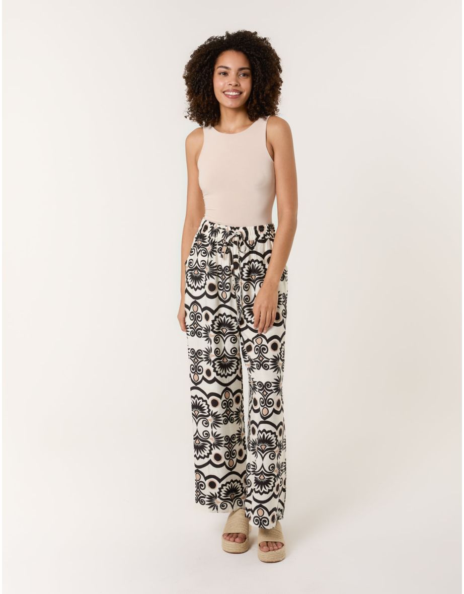 Printed Wide Leg Trousers