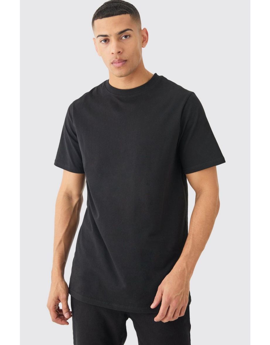 Basic Longline Crew Neck T-shirt - black