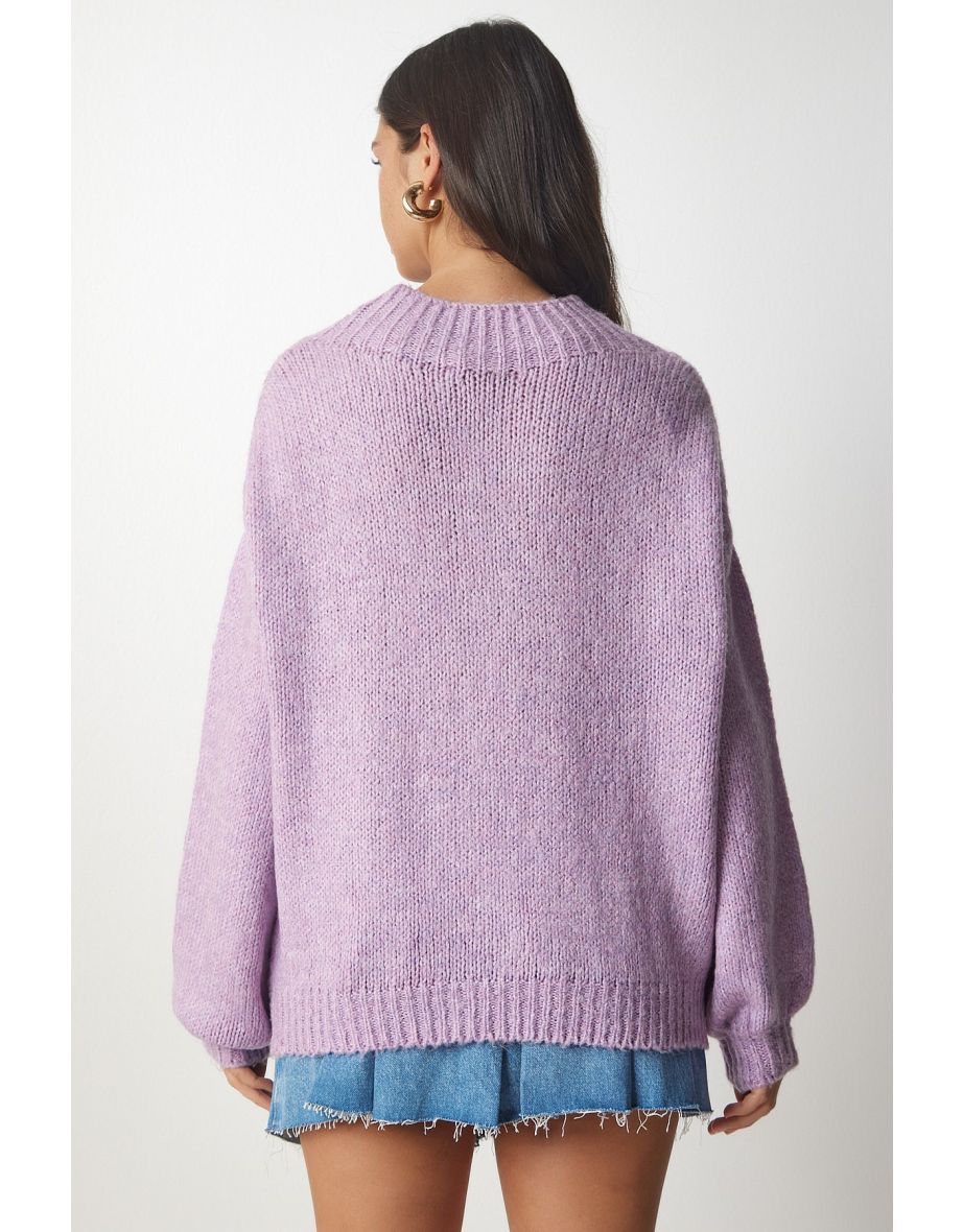 Happiness İStanbul Knitted Purple Sweater - 4