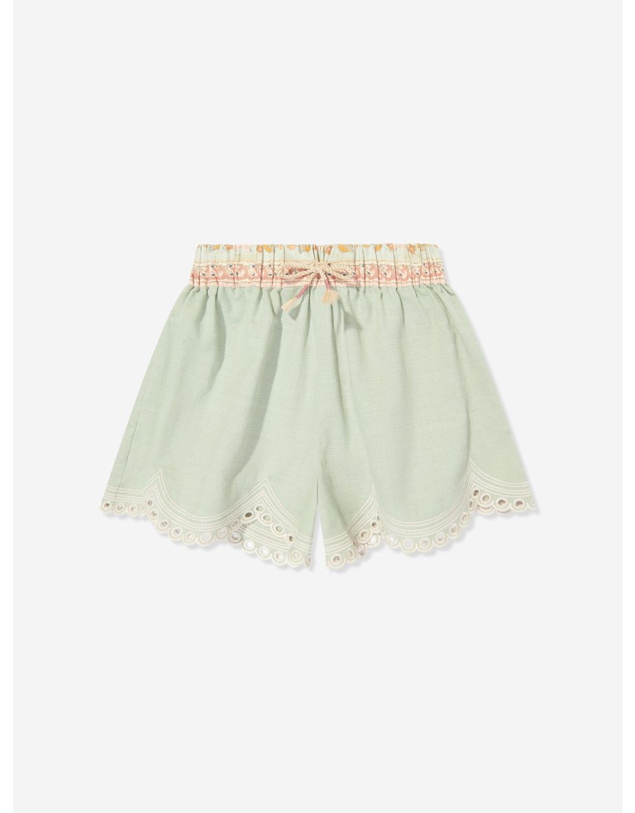 Girls Tallow Embroidered Shorts in Green