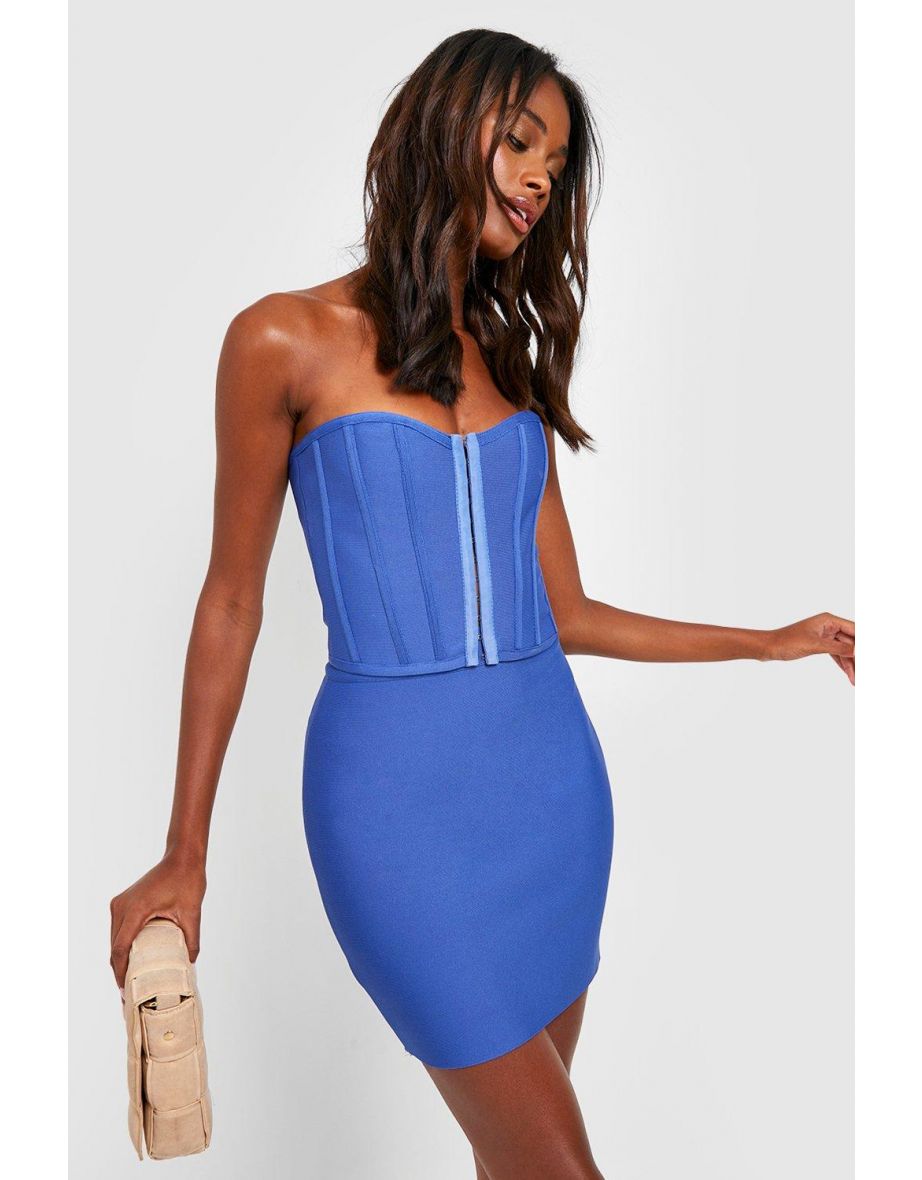 Premium Bandage Hook & Eye Corset Top - cobalt - 3