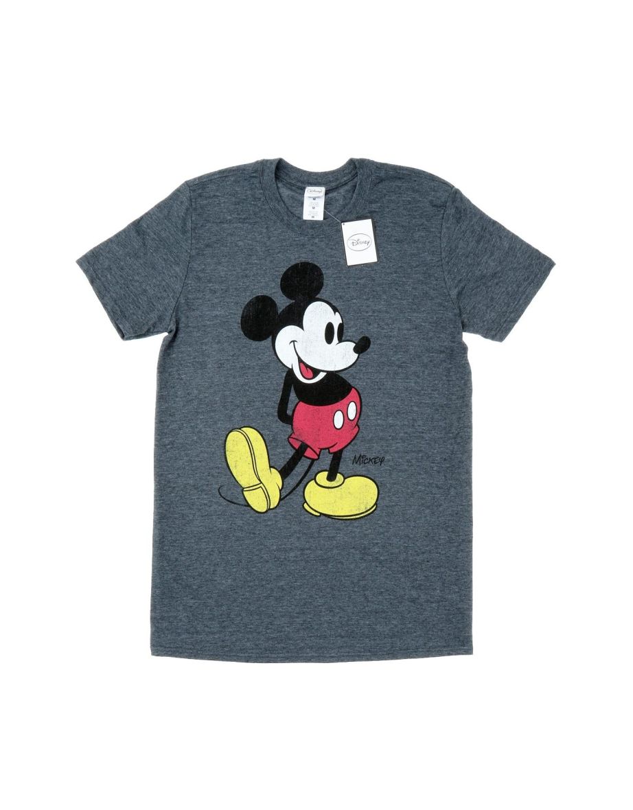 Disney Mens Mickey Mouse Classic Kick T-Shirt - Dark Heather
