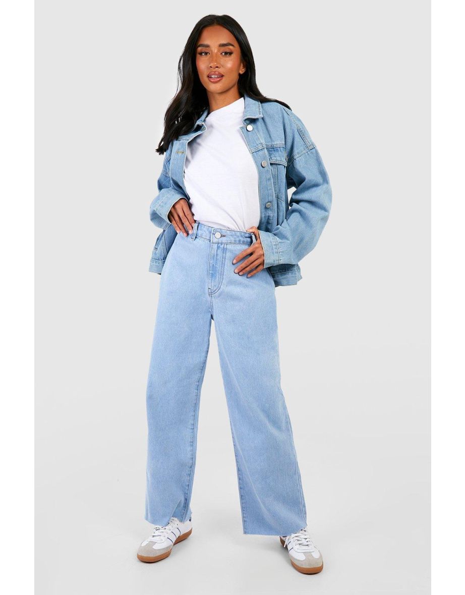Petite High Waisted Culotte Jeans - light wash