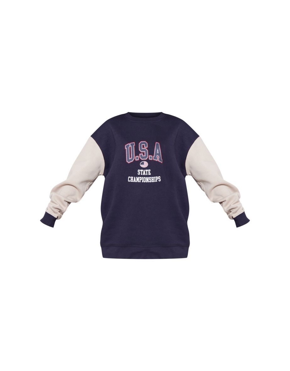 Navy Usa Raglan Sleeve Sweatshirt - 4