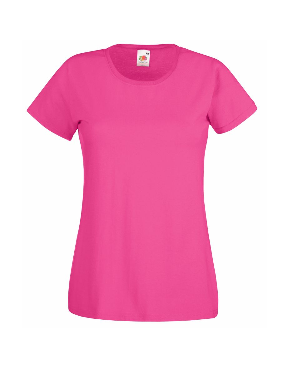 Fruit Of The Loom Ladies/Womens Lady-Fit Valueweight Short Sleeve T-Shirt (Pack Of 5) - Fuchsia