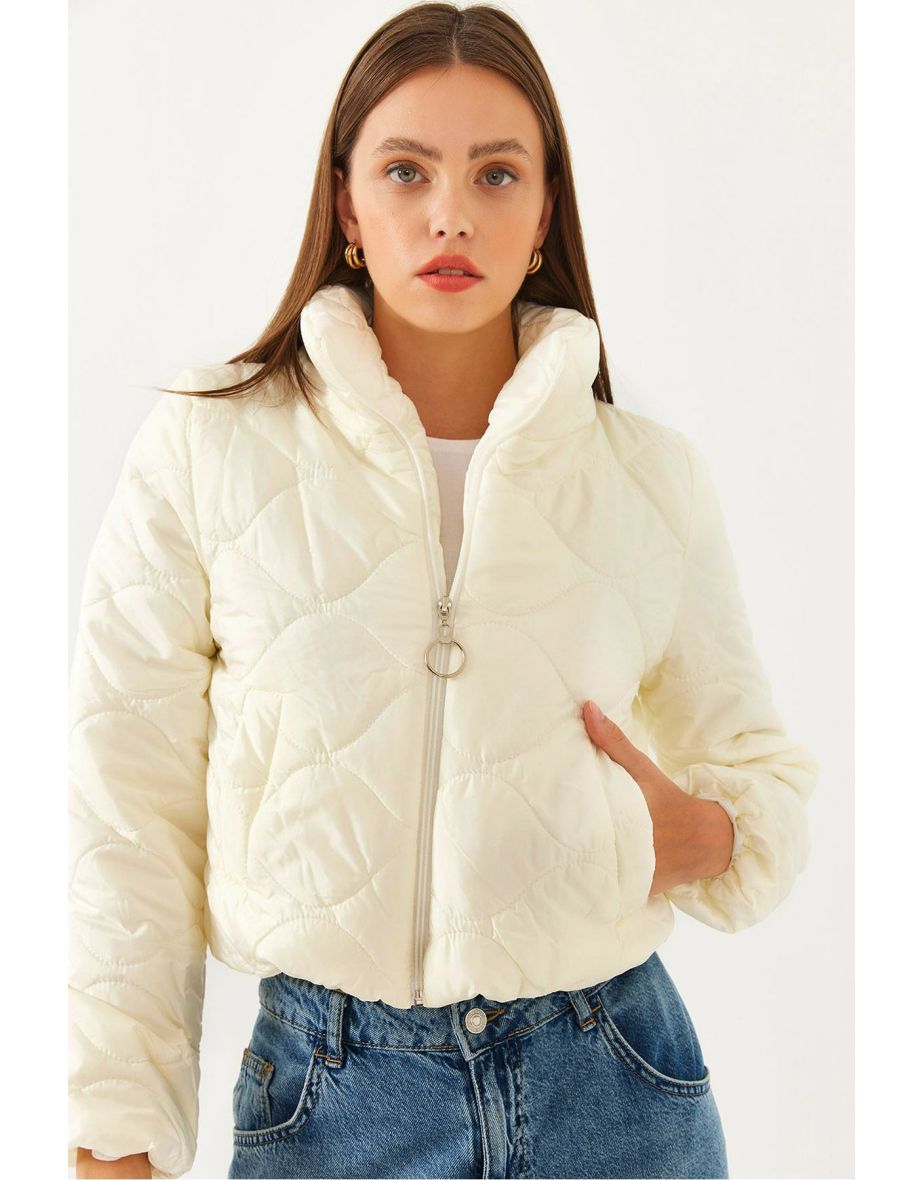Women's Stand Collar Waterproof Short Puffer Jacket