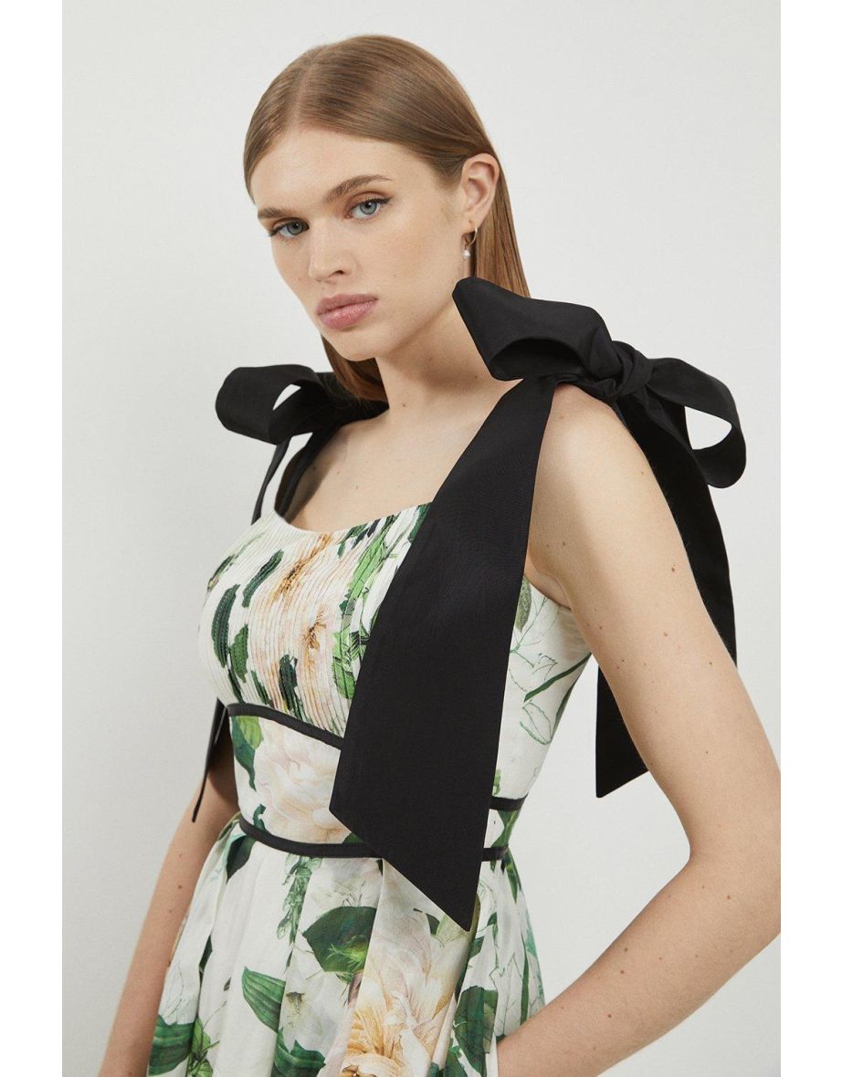 Lydia Millen Spring Floral Silk Cotton Woven Strappy Dress - 2