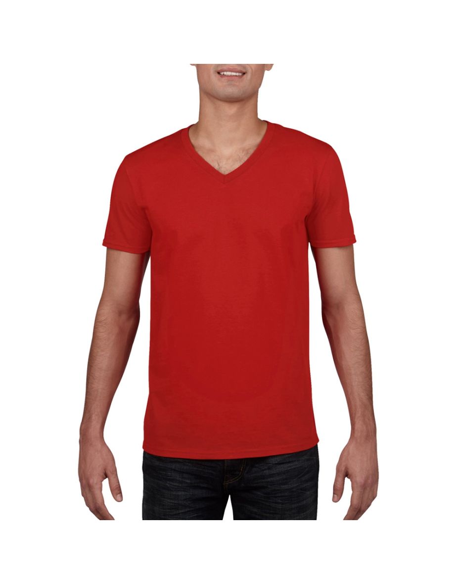 Gildan Mens Soft Style V-Neck Short Sleeve T-Shirt - Red - 3