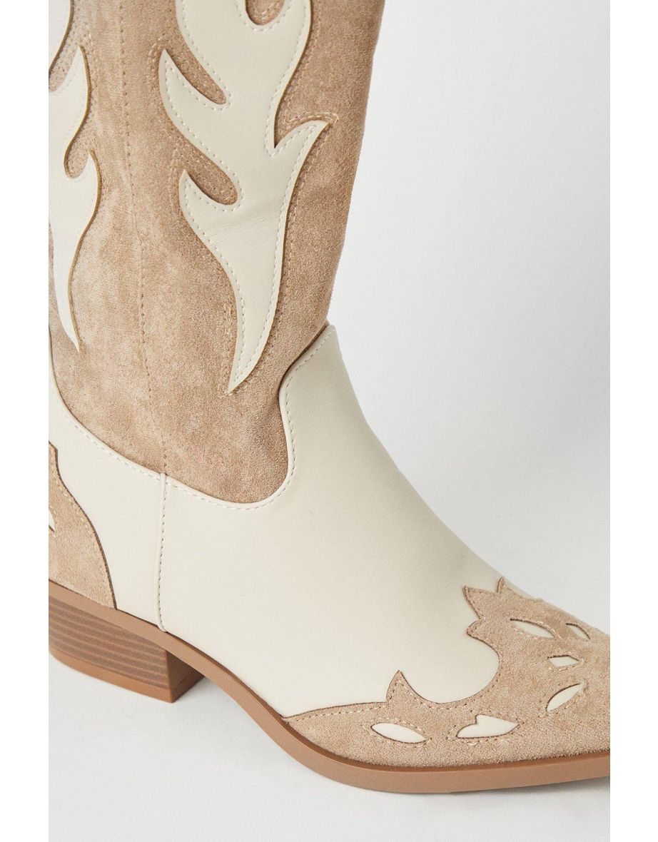Faith: Kirrily Two Tone Western Calf Boots - 3