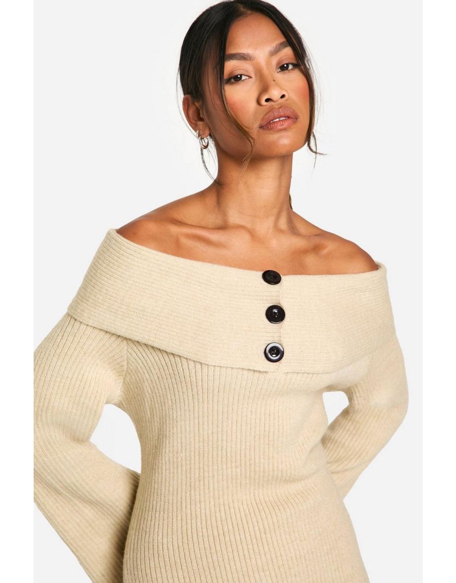Premium Rib Bardot Knitted Sweater - 3