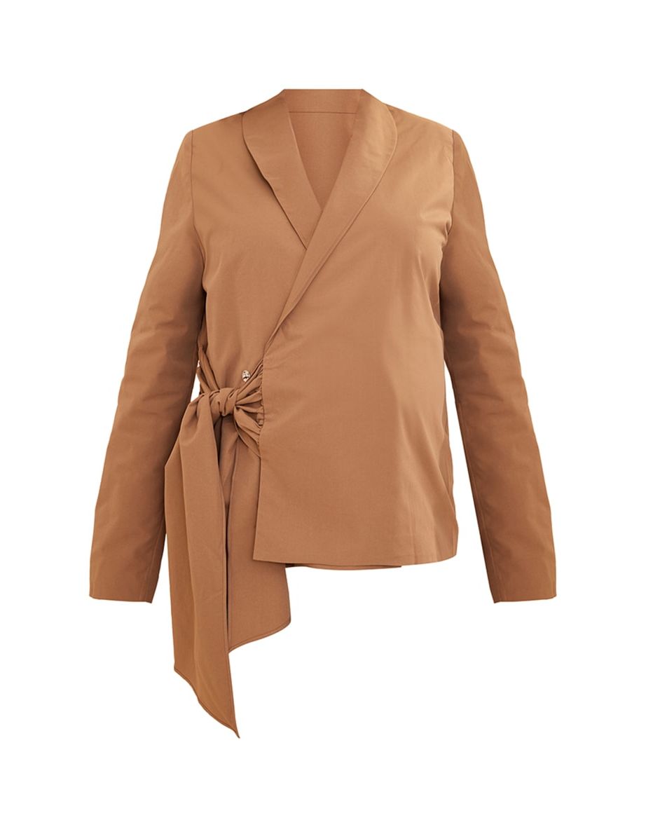 Maternity Taupe Wrap Over Blazer - 4