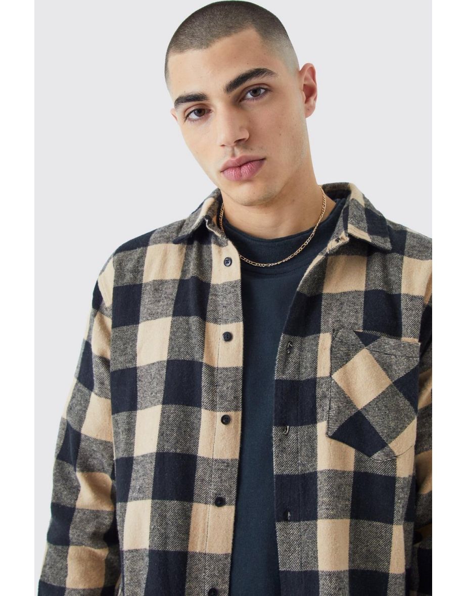 Longline Camel Check Shirt Camel - camel