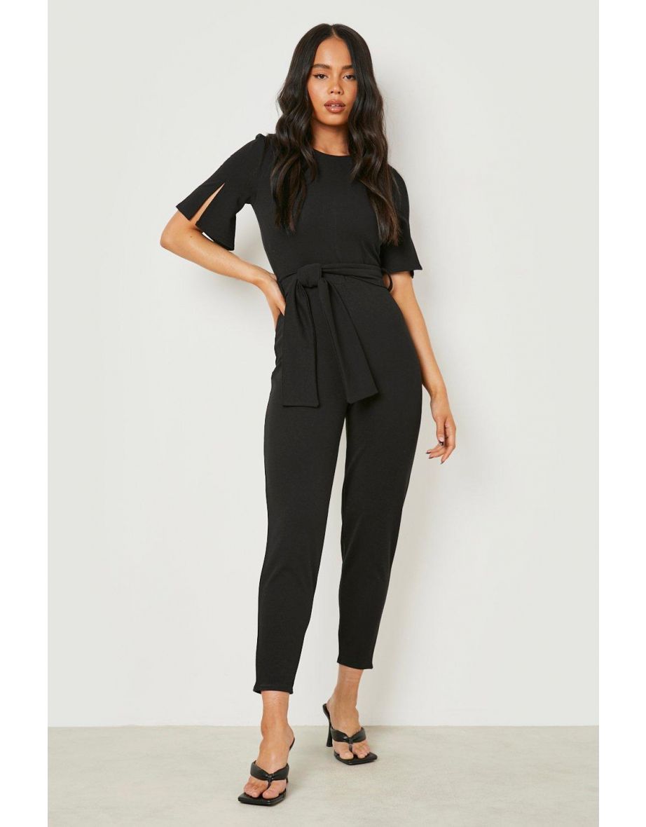 Boohoo petite black jumpsuit online