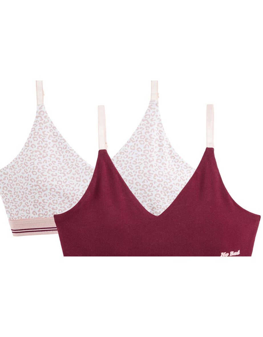 Pack of 2 Bralettes in Cotton with Shoestring Straps