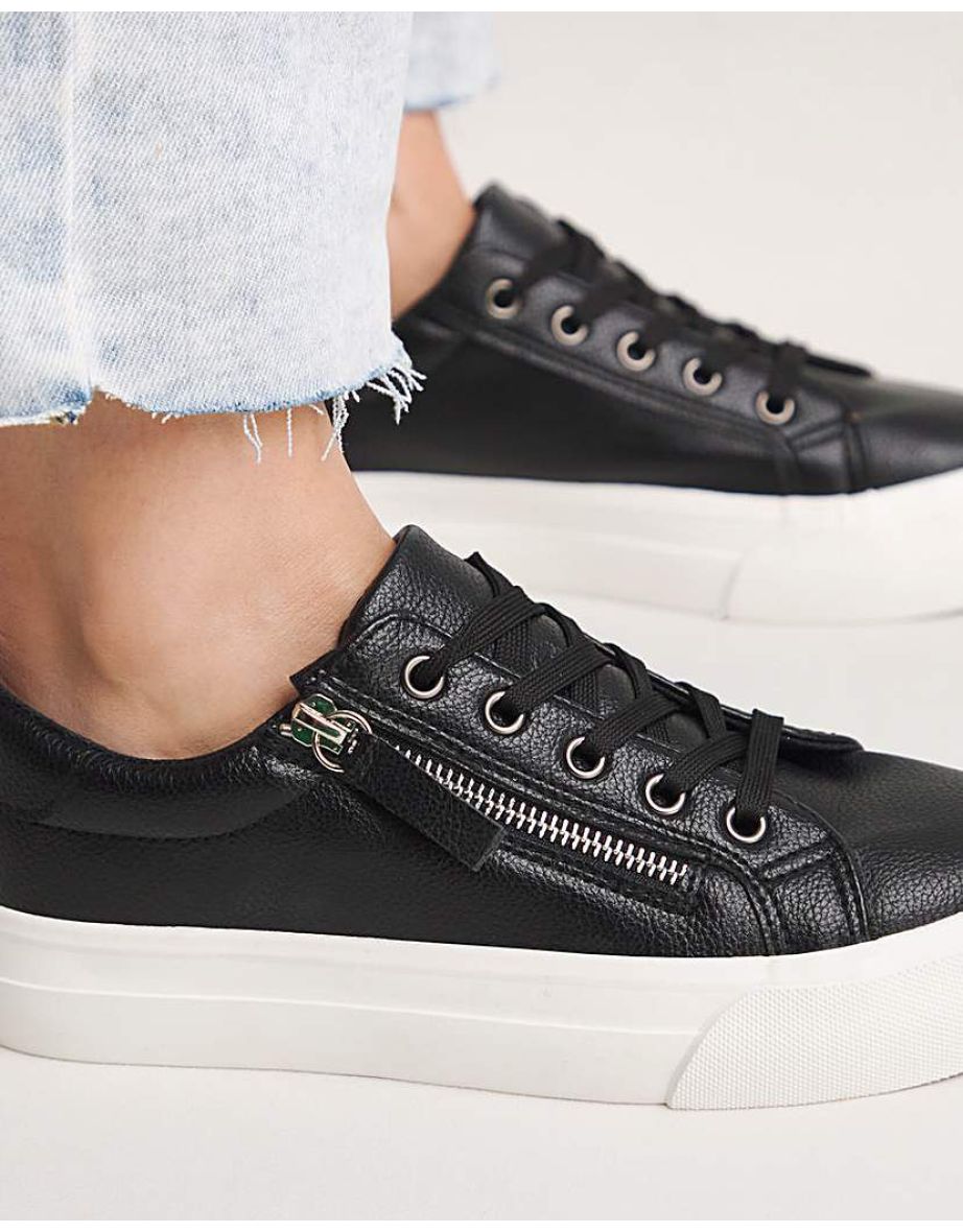 Lace Up Zip Chunky Trainer Ex Wide - 3