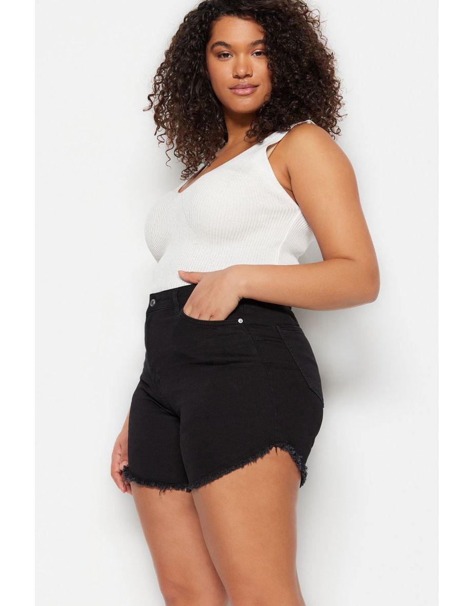 Plus Size Shorts & Bermuda - Black - High Waist