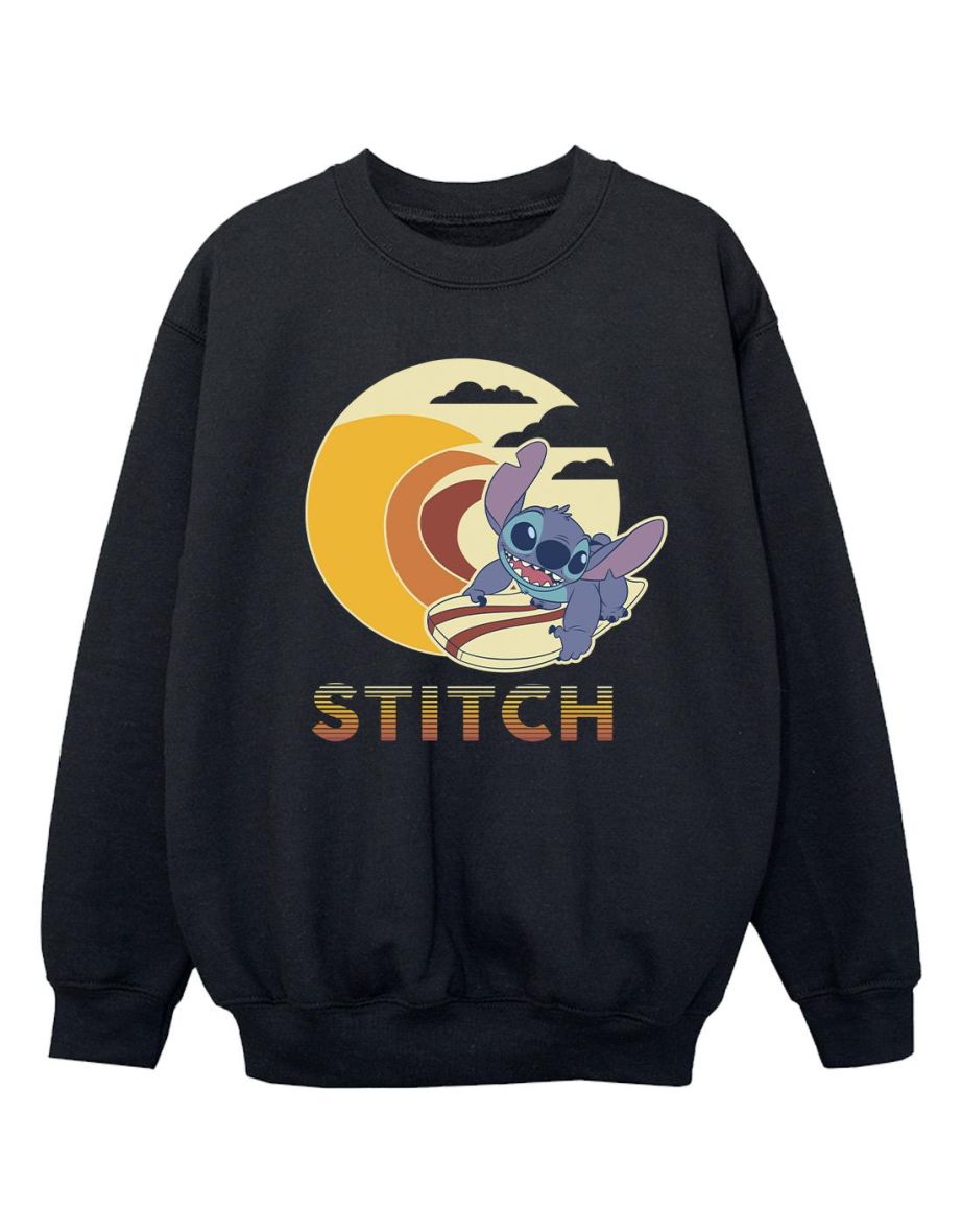 Disney Girls Lilo & Stitch Summer Waves Sweatshirt - Black
